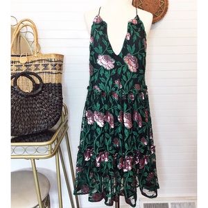 Belle Badgley Mischka Emerald Sequin Dress